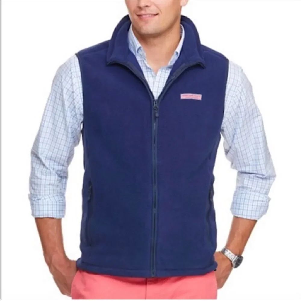 VINEYARD VINES | Navy Blue Full Zip Front Fleece Vest Men’s Size Small Unisex